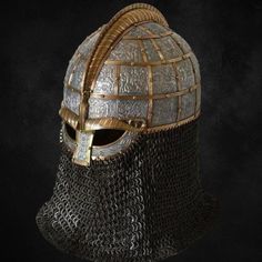 a helmet that is made out of metal