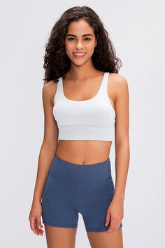 Head to your favorite workout session in this seamless sports bra with an eye-catching double X strappy back. True to size Double-x strappy back Supportive Material: 87% nylon, 13% spandex Care: Machine wash cold. Do not tumble dry. Imported Shipping times: 5-10 business days Neck Yoga, Yoga Crop Tops, High Neck Sports Bra, Yoga Tank, Seamless Sports Bra, Workout Session, Racerback Sports Bra, Sport Bra, Black White Pink