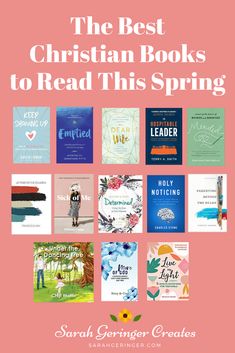 the best christian books to read this spring with text overlaying it in pink