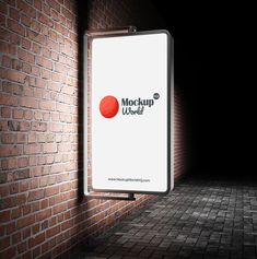 a mock up billboard on the side of a brick wall