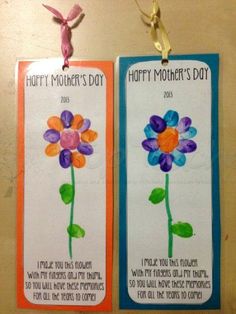 two mother's day tags with flowers on them