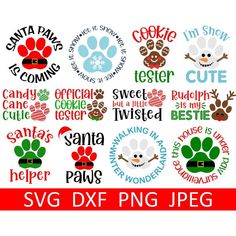 svg dxf christmas dog paws and santa hat, i'm snowie cut file