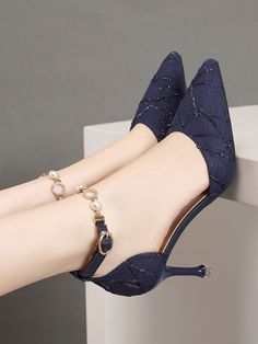 Navy Blue Heels, Fancy Heels, Tas Bahu