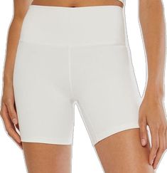 White Compression Biker Shorts With Built-in Shorts, White Compression Shorts For Summer, White Stretch Athletic Shorts, Stretch White Athletic Shorts, White Sporty Mid-thigh Biker Shorts, White Stretch Biker Shorts, White Compressive Sporty Biker Shorts, White Athleisure Athletic Shorts, Mid-thigh Length, Compressive White Biker Shorts For Sports