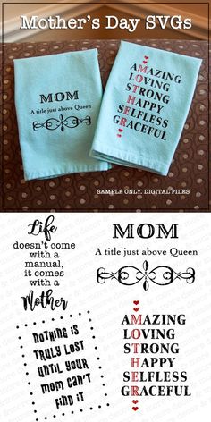 mother's day svg machine embroidery pattern with the words mom and her child