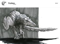 a drawing of a dinosaur with long tail