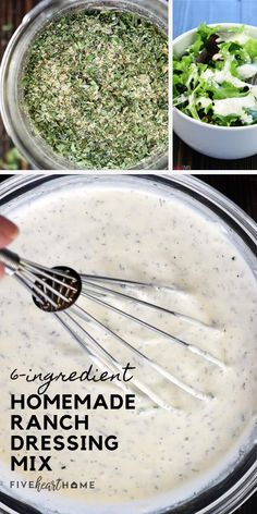 the ingredients for homemade ranch dressing in a bowl