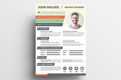 a professional resume template with an orange and green color scheme