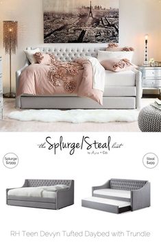 an advertisement for a bed and daybed with the words spring / steal on it