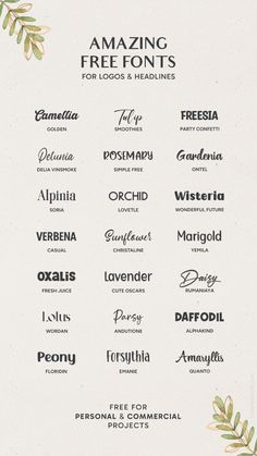 an image of the amazing font styles for logos and logo designs, including tree branches