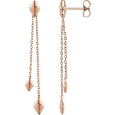 Hand Crafted in Los Angeles 14K Solid White, Yellow or Rose Gold Ethically Sourced Materials Chain Drop Earrings, Platinum Jewelry, Earring Post, Geometric Diamond, Diamond Shaped, Chain Earrings, Polish Jewelry, Earring Backs, Pure Silver