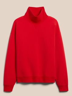 Collegiate made cozy, this sporty turtleneck sweatshirt is cut from our Scuba-Knit fabric, beloved for its sleek smooth finish on the outside and sweatshirt-softness inside.  OVERSIZED FIT: Cut with extra room for a modern, boxy fit.  Dropped shoulde Scuba Knit, Turtleneck Sweatshirt, True Red, Knit Sweatshirt, Extra Room, Oversized Sweatshirt, Oversized Fits, Banana Republic, Knit Fabric