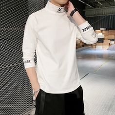 Men Long Sleeve T-Shirts Embroidery Letter Elevate your style with our 2020 Cashmere T-Shirts for men. Featuring long sleeves, trendy embroidery, and a comfortable turtleneck design, this streetwear essential blends fashion and comfort effortlessly. Perfect for casual occasions, the tee showcases contemporary male fashion with a touch of luxury. Stay on-trend and make a statement with this versatile wardrobe staple. SPECIFICATIONS Applicable Scene: Casual Sleeve Length(cm): Full Applicable Seaso Turtleneck Streetwear, Pinterest T Shirt, Embroidery Letter, Sleeve Embroidery, Streetwear Essentials, Womens Prom Dresses, Skirt And Sneakers, Mens Boots Fashion, T Shirts Men