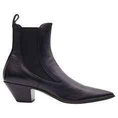 Black heeled Chelsea boots from Saint Laurent. Made of calf leather, this pair features decorative elastic side panels, pointed toe and black leather sole. Retail. Color: Black Material: Calf Leather Model No. 685837 Size: EU 44 / US 11 Mens Heel Height: 50 mm / 2” Sole Height: .2” Made in Italy Comes with a dust bag and box. New condition. Pristine. Mens Heels, Mens Heeled Boots, Chelsea Boots Men Outfit, Boots Men Outfit, Heeled Chelsea Boots, Men In Heels, Chelsea Boots Men, Heels Boots, Black Leather Heels