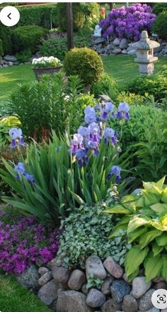 Rock Flower Beds Backyard Designs, Rock Path Landscaping, Semi Circle Flower Bed, Goth Garden Design, Plants Around Deck, Landscaping Around Deck Backyard, Landscaping With Planters, Pnw Landscaping Ideas, Under Tree Landscaping