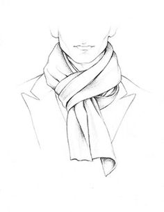 a drawing of a man wearing a scarf