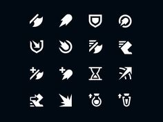 the different symbols used in this project are shown on a black background, including arrows and other