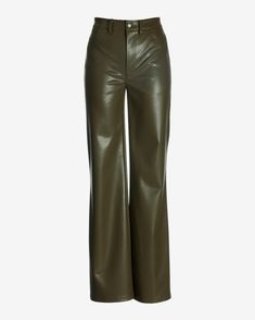 Our Malibu wide-leg silhouette is reimagined in sleek faux leather via our Malibu Faux Leather Wide Leg Five Pocket Pant. With a comfortable fit and classic design details, it offers versatility as a go-to base for outfits this season and beyond. Green Leather Pants, Denim Jean Dress, Cozy Tops, Basic Sweaters, Sweater Layering, Leather Pant, Shoes For Leggings, Embellished Denim, Travel Dress