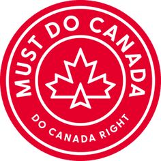 a red and white stamp with the words must do canada