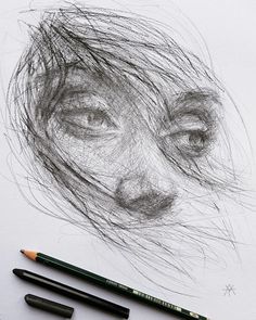 a pencil drawing of a woman's face