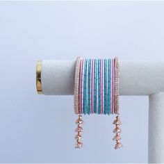 Personalize your style with customizable bangles, crafted to reflect your unique taste. Choose your colors, designs, and embellishments for a truly one-of-a-kind accessory. Blue Bangles, Bangle Ring, Oxidised Jewellery, Bridal Sets, Your Style, Embellishments, Bangles, Pink, Blue