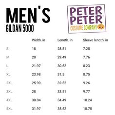 the size chart for men's clothing