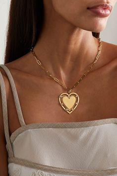 Gold True Love 18-karat gold diamond pendant | FOUNDRAE | NET-A-PORTER Valentine's Day Wedding Jewelry Chain, Valentine's Day Wedding Chain Jewelry, Gold Plated Pendant Chain Necklace For Anniversary, Timeless Polished Jewelry For Valentine's Day, Luxury 14k Gold Wedding Chain Necklace, Heart-shaped Chain Jewelry For Weddings, Gold Fine Jewelry With Detachable Pendant, Luxury Gold Plated Pendant Chain Necklace, 14k Gold Pendant Chain Necklace For Anniversary