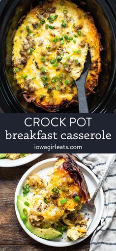 the crock pot breakfast casserole is ready to be eaten