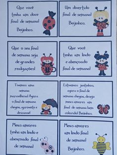 a spanish language poster with pictures of ladybugs and other things to say on it