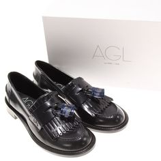 Agl Blue Elegant Blue Tassel Loafers For Work, Elegant Blue Flats For Workwear, Elegant Blue Flats For Work, Cognac Flats, Studded Ballet Flats, Silver Ballet Flats, Cap Toe Shoes, Buckled Flats, Womens Pumps