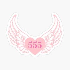 a pink heart with white wings and the number 666 on it sticker is shown