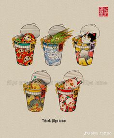 Chinese Design Tattoo, Nekomata Tattoo, Tattoo Merchandise, Japanese Flash Tattoo, Traditional Tattoo Illustration, Small Japanese Tattoo, Japanese Culture Art, Traditional Japanese Tattoo Designs, Japanese Food Illustration