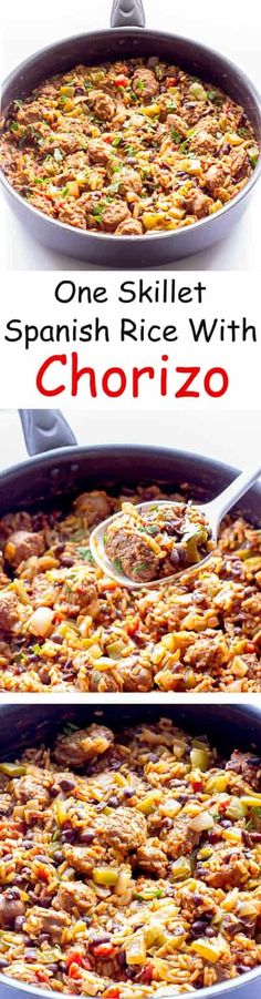 one skillet spanish rice with chorizo is the perfect side dish for any meal