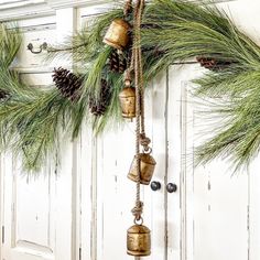 Pine Garland with Cones - Interior Delights Gold Lanterns, Birch Branches, Pine Garland, Star Garland, Natural Christmas, Christmas Mantels, White Christmas, Macrame Plant Hanger, Plant Hanger