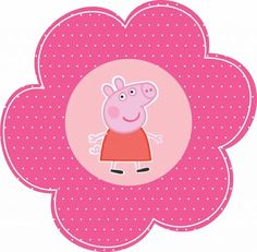 peppa pig in a pink dress with polka dots