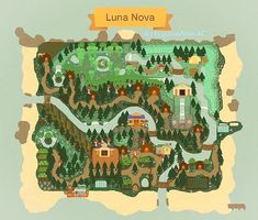 a map of lunaa noya with lots of trees and houses on it,