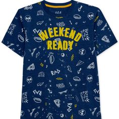 Get Ready For Fun! He'll Be Ready To Chill Out With The Weekend-Ready Graphics Of This T-Shirt From Jem. Crew Neckline All-Over Graphic Detail Cotton/Polyester Machine Washable Well Groomed Men, Plus Size Activewear, Preschool Outfits, Be Ready, Trendy Plus Size, Boys T Shirts, Big Boys, Dresses With Leggings, Swimwear Tops