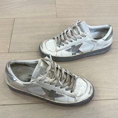 These Only Look So Dirty Because They Are Made To Look Dirty Lol - Good Condition Authentic Starden Golden Goose - I Think I Bought These From Intermix & Only Wore A Few Times - New Style Golden Goose Shoes, Golden Goose, Womens Shoes Sneakers, Shoes Sneakers, That Look, Women Shoes, Sneakers, Women Shopping, Silver