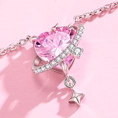 • Length: 40cm+5cm(adjustable); weight: 3.99g; Material: 925 sterling silver + cubic zirconia;
• The delicate design and shimmering pink zircon stones allow the necklace to complement various outfits and styles. It can be worn as an everyday accessory or as an elegant statement piece for more formal occasions;
• A thoughtful gift for expressing a romantic interest or a deep affection for someone special. It can be an ideal present for anniversaries, birthdays, or to commemorate meaningful moment Your Crush, Everyday Accessories, In A Heartbeat, Statement Pieces, Cubic Zirconia, Thoughtful Gifts, Jewelry Necklaces, 925 Sterling Silver, Women Jewelry