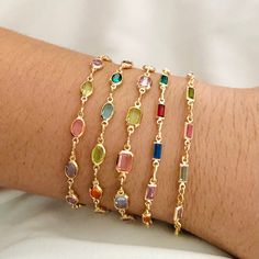 Baguette Bracelet, Crystal Bracelet, Gemstone Bracelet, Layering Bracelet, Colorful Charm, Cubic Zirconia Bracelet, Multicolor Bracelet - Etsy Baguette Bracelet, Multicolor Bracelet, Bracelet Layering, Bracelet Stone, Bracelet Tennis, Cubic Zirconia Bracelet, Bracelet Crystal, Bracelet Dainty, Dainty Bracelet