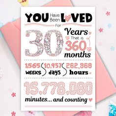 a greeting card with the words you have loved for years that are 350 months and days