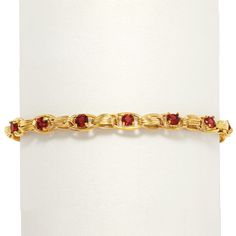 Ross-Simons - 3.40 ct. t. w. Garnet Oval-Link Bracelet in 14kt Yellow Gold. 7". Vivid gemstones elevate classic links to vibrant new heights. This handcrafted bracelet alternates crisscrossing multi-links with 3.40 ct. t. w. round garnet-adorned ovals. Set in 14kt yellow gold. 1/4" wide. Lobster clasp, garnet link bracelet. Garnet birthstones are the perfect gift for January birthdays. Formal Oval Link Tennis Bracelet, Classic Tennis Bracelet For Anniversary, Classic 14k Gold Tennis Bracelet With Gemstones, Classic 14k Gold Gemstone Tennis Bracelet, Formal 14k Gold Tennis Bracelet With Solid Link, Classic Gold Gemstone Bracelet For Formal Occasions, Classic Gold Bracelet With Gemstone, Silver Link Necklace, Garnet Birthstone