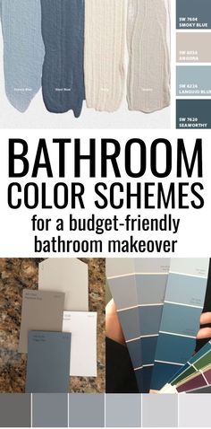 bathroom color schemes for a budget - friendly bathroom makeover with text overlays