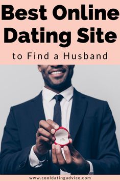 a man in a suit holding a ring with the words best online dating site to find a husband