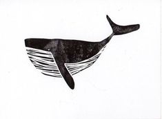 a black and white drawing of a whale