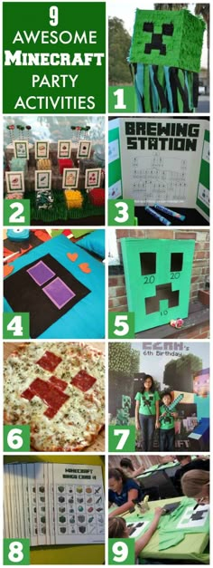 If you're looking for Minecraft party activities, check out this post. There are some great ideas here! | CatchMyParty.com Minecraft Craft Ideas, Minecraft Party Activities, Minecraft Blueprint, Minecraft Birthday Party Games, Minecraft Party Games, Budget Birthday Party, Diy Minecraft Birthday Party