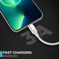 an iphone charging with the fast charging cable attached