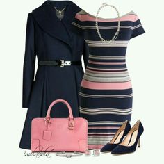 Pink / Blue Navy Blue And Pink, Pink Accents, Complete Outfits, Navy Pink, Blue And Pink, Polyvore Outfits, Fashion Outfit