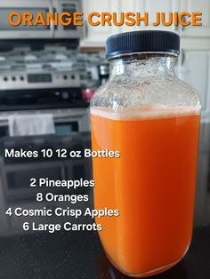 orange crush juice in a glass jar with instructions on how to make it for halloween