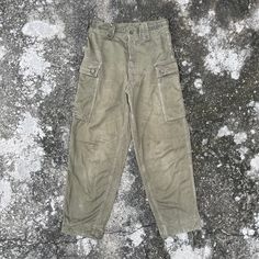 [DESCRIPTION] Please read the description first before buy my items‼️‼️‼️ Vintage 70s Military Trousers Cargo Pants All in good condition [MATERIAL] Cutton [MEASUREMENT] Measurement ( WHEN LAID FLAT ): Waist: 29 inch (recommended) Insean: 27.5 inch Length: 38 inch Front Rise: 12.5 inch Thigh: 23 inch Opening Leg: 16 inch [CONDITION] - All in good condition  - Some repair,kindly please refer photo [PAYMENT & NOTICE] - We accept PayPal ONLY - No return/refund - All items will be post over shipping Vintage Straight Leg Bottoms With Multiple Pockets, Vintage Cotton Bottoms With Multiple Pockets, Vintage Straight Leg Cargo Pants With Patch Pockets, Retro Full-length Cargo Pants With Pockets, Retro Full Length Cargo Pants With Pockets, Retro Straight Leg Bottoms With Cargo Pockets, Vintage Cotton Cargo Pants With Patch Pockets, Vintage Straight Leg Pants With Multiple Pockets, Vintage Wide-leg Cargo Pants